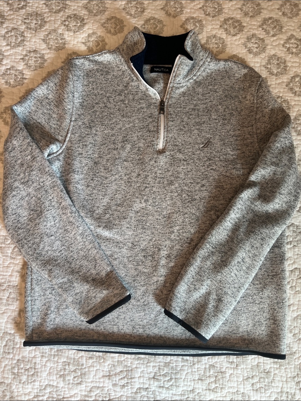 Nautica Men's Heather Gray Half-Zip Sweater